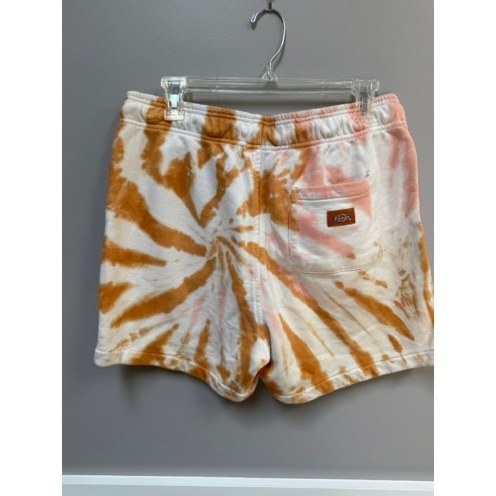 Dickies Orange Pink Tie Dye Fleece Sweat Shorts Mens Medium Drawstring EUC - Picture 2 of 8